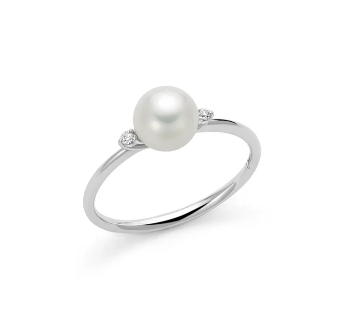 Anello da Donna con Perla Oriente in oro Bianco 9Kt e Diamanti Miluna MIL PLI1687X