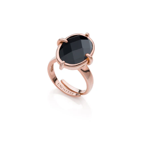 Anello da Donna con pietra nera Jaipur in Bronzo Unoaerre 1AR 2187