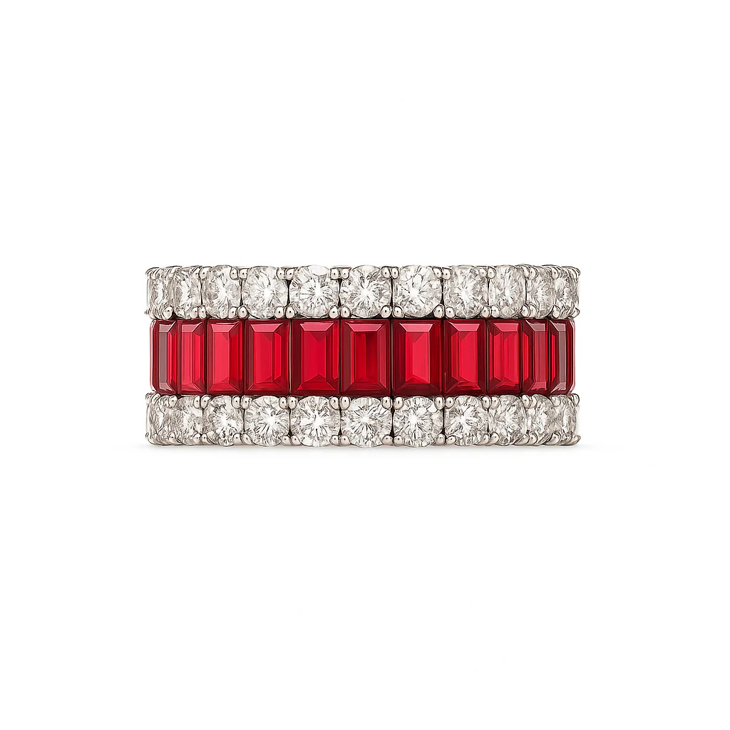 Anello da Donna Baguette in Argento 925 con Pietre colorate e Zirconi TIZ DROP 65 - Image 4
