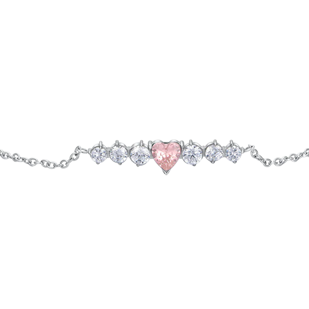 BRACCIALE DONNA IN ACCIAIO CON CUORE ROSA E CRISTALLI BIANCHI LUCA BARRA LB 2773 - Image 2