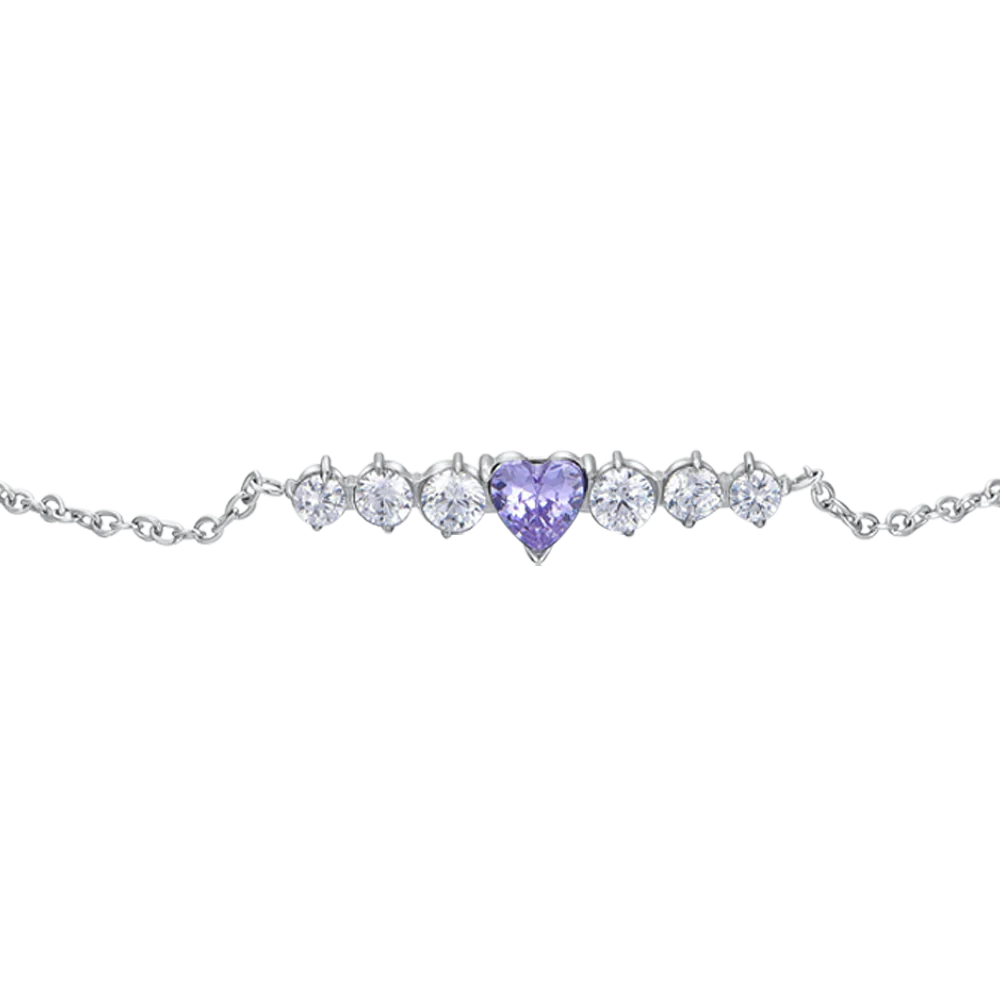 BRACCIALE DONNA IN ACCIAIO CON CUORE VIOLA LB BK2774 - Image 2
