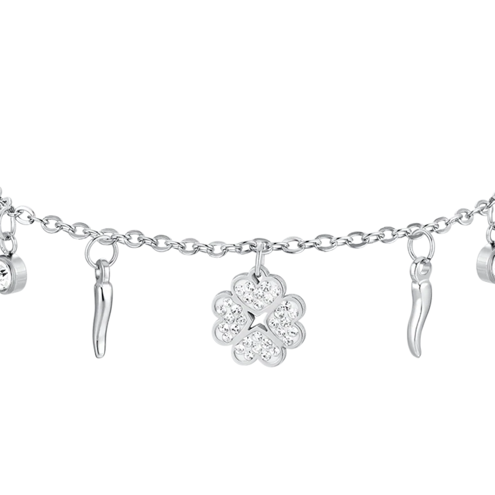 BRACCIALE DONNA IN ACCIAIO QUADRIFGOLIO E CORNI LUCA BARRA LB BK2691 - Image 2