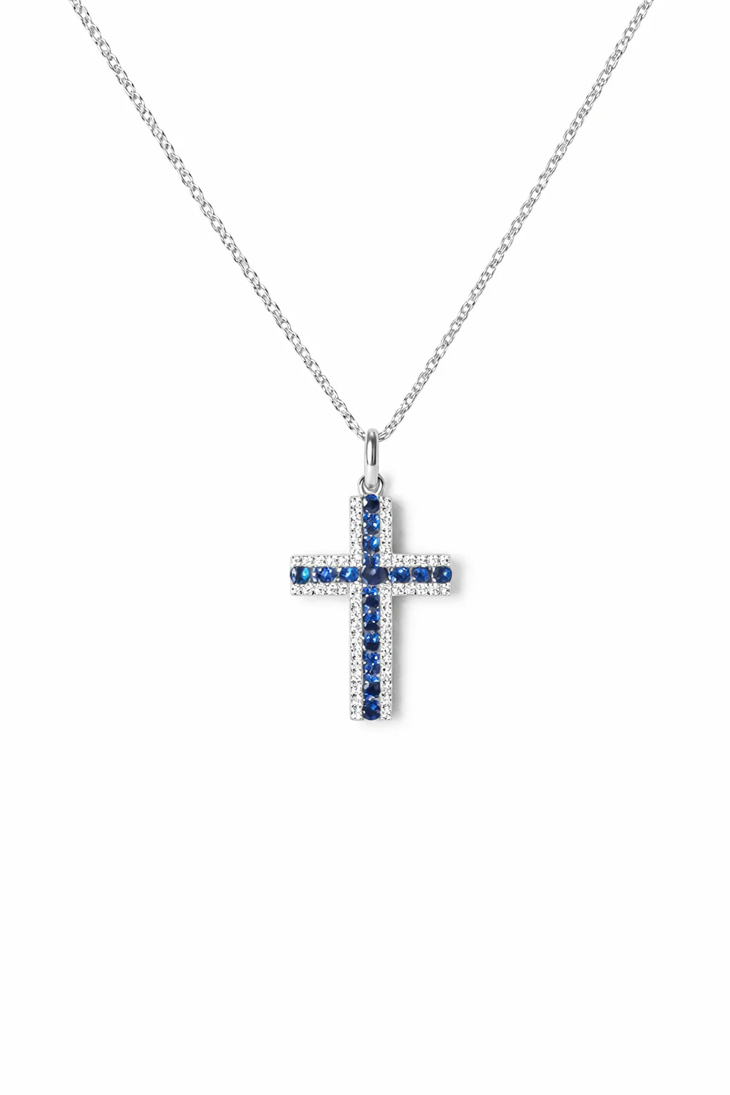 Collana Unisex con Croce in Oro 18Kt Diamanti e Zaffiro Gianni Carità CRF845/3