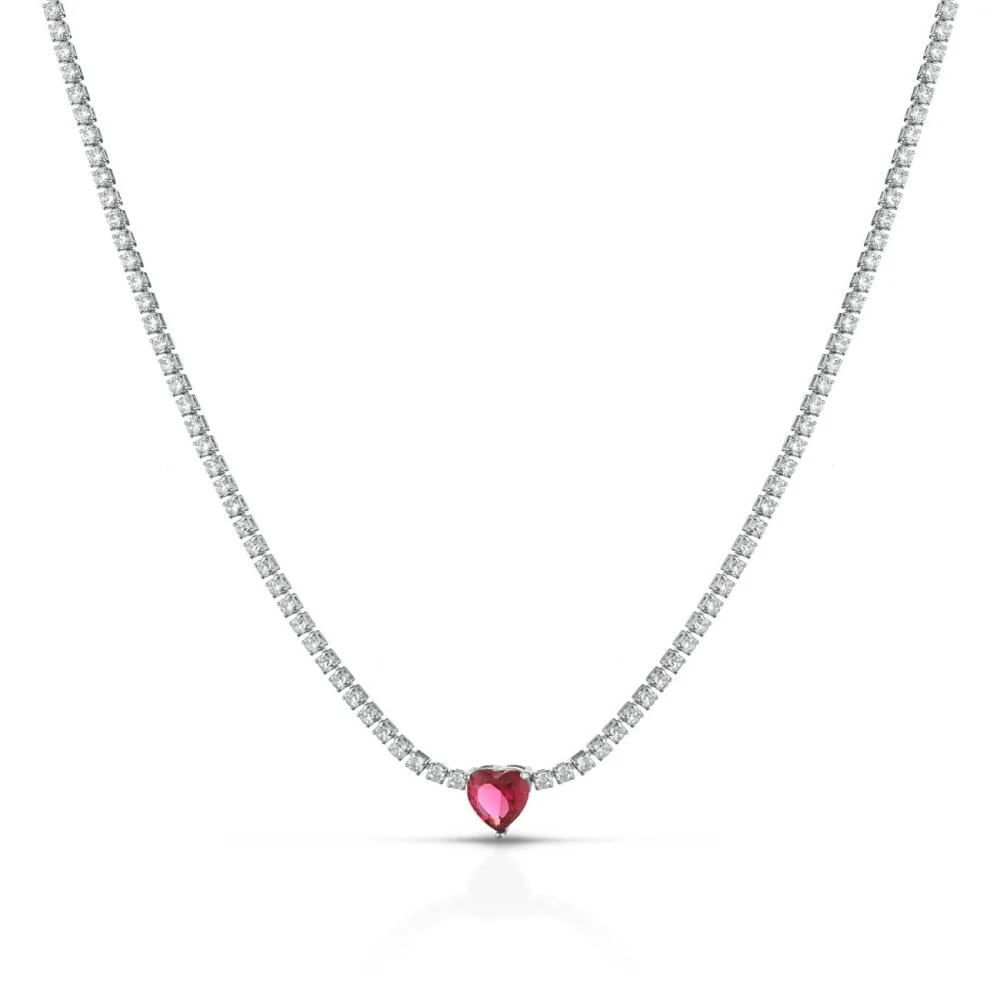 Choker Lumina Tennis con Cuore in Argento 925 TIZ DROP 60 - Image 6