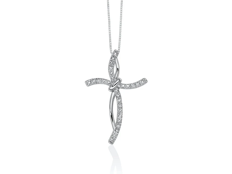 Collana da Donna con Croce in Oro Bianco 18Kt e Diamanti Miluna MIL CLD4425