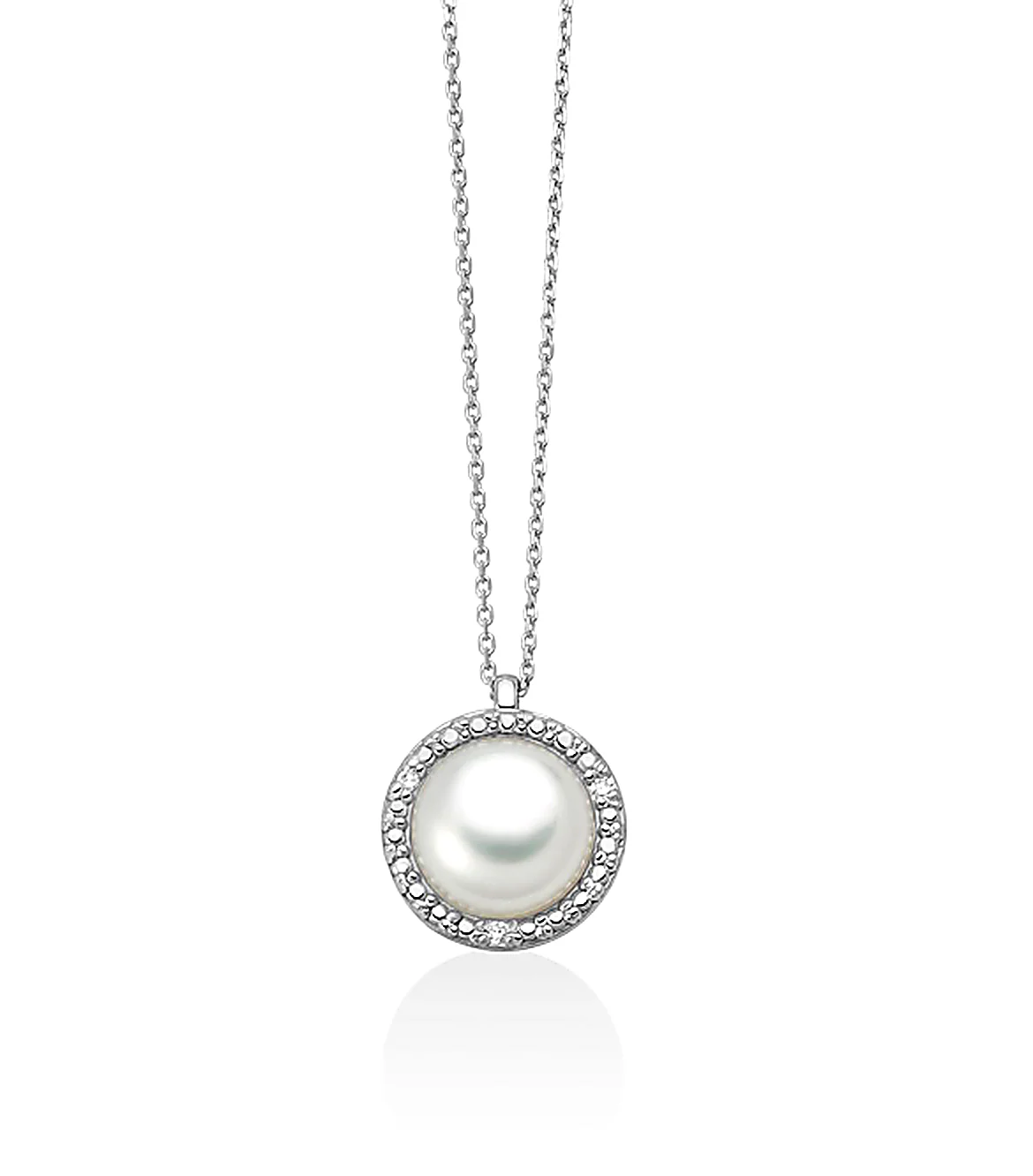 Collana da Donna con Perla e Diamanti in Oro Bianco 9Kt Miluna MIL PCL6742X