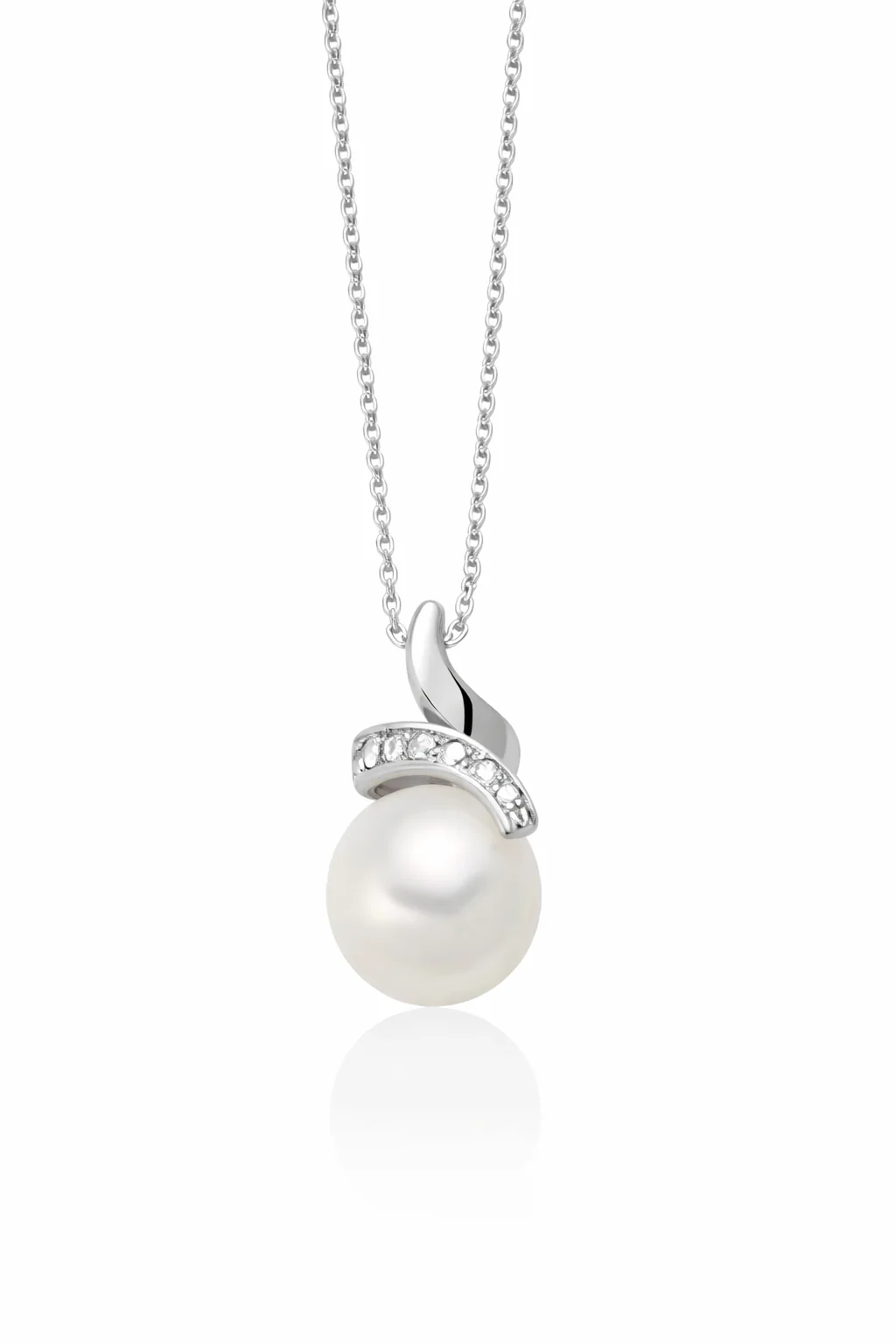 Collana da Donna con Perla Oriente in Oro Bianco 9Kt e Diamanti Miluna MIL PCL6730X