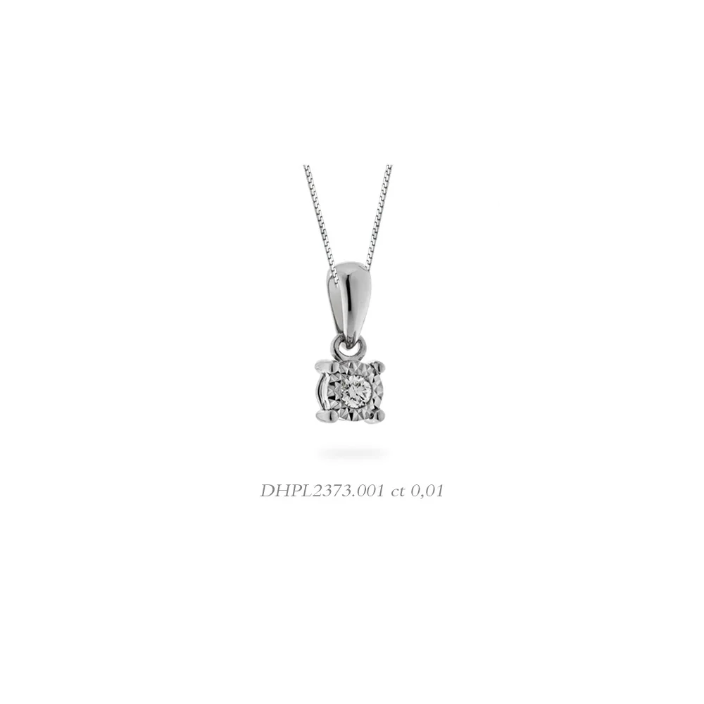 Collana da Donna Punto Luce in Oro Bianco con Diamante ct0.01 Donna Oro