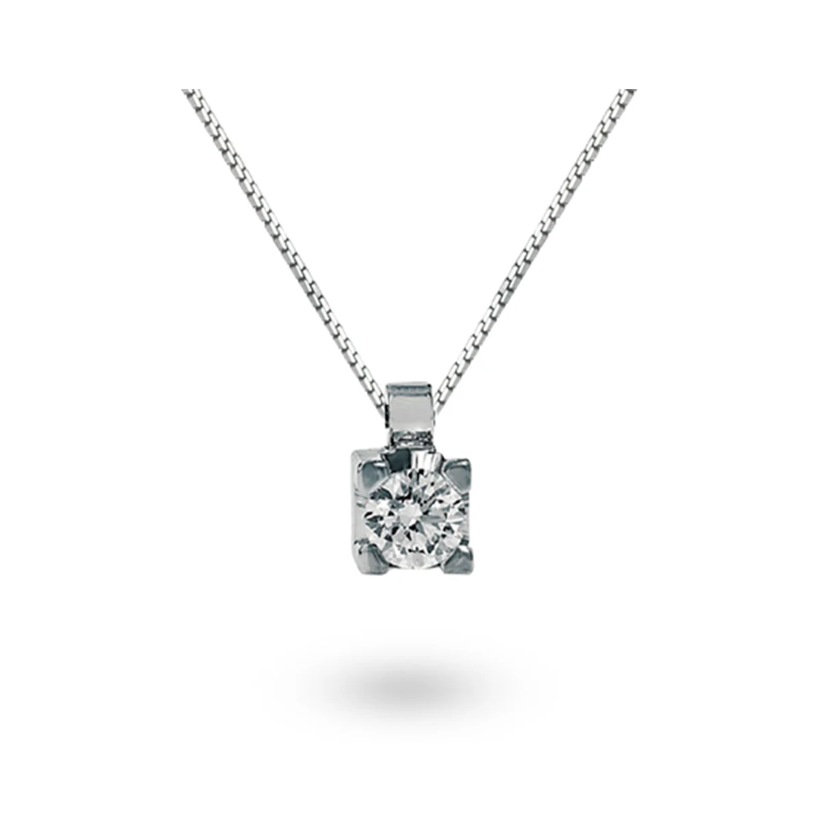 Collana da Donna Punto Luce in Oro Bianco con Diamante ct0.04 Donna Oro