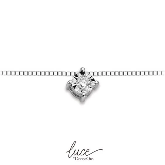 Collana da Donna Punto Luce in Oro Bianco e Diamanti ct0,03 donna oro