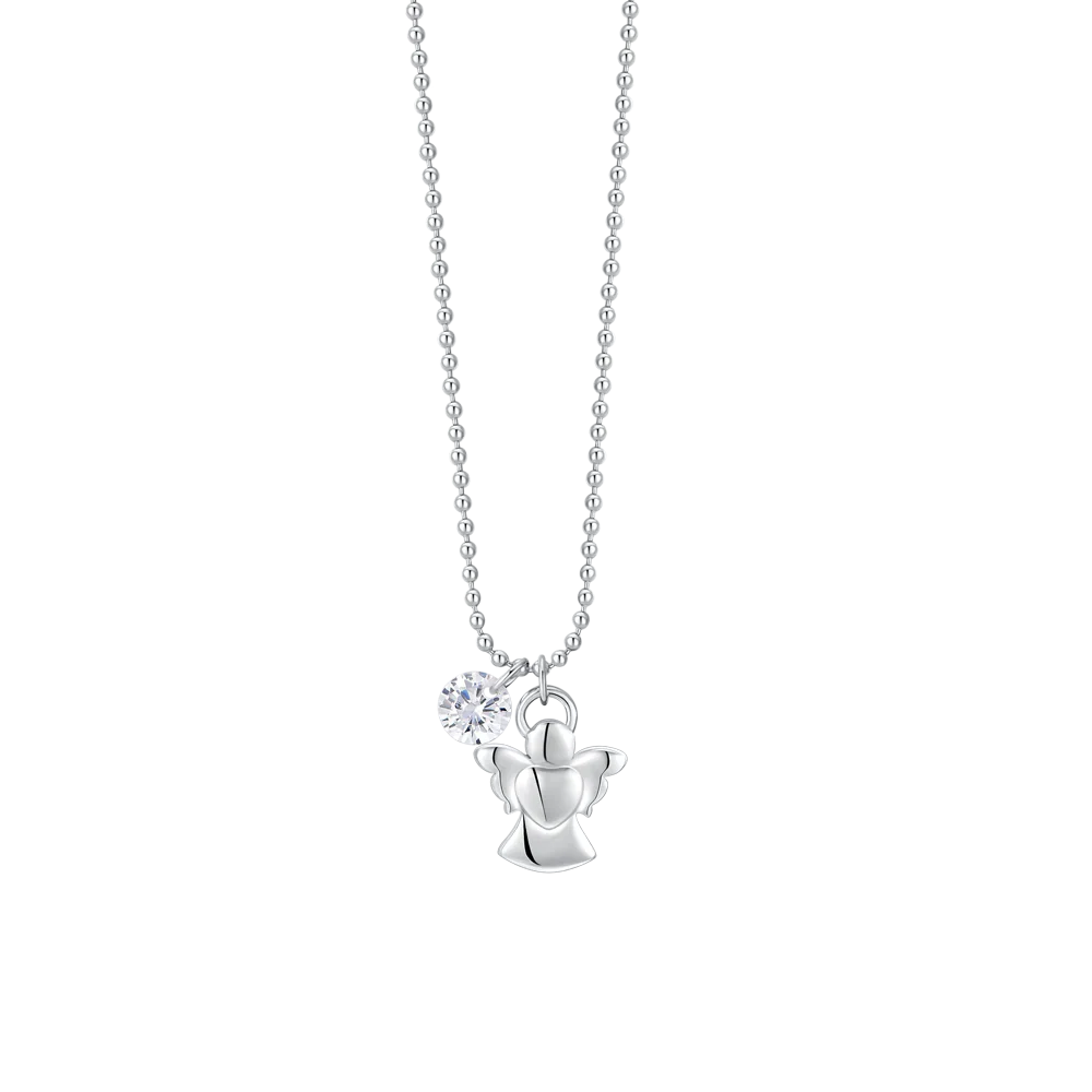 COLLANA DONNA IN ACCIAIO CON ANGELO E ZIRCONE BIANCO LUCA BARRA LB CK2170