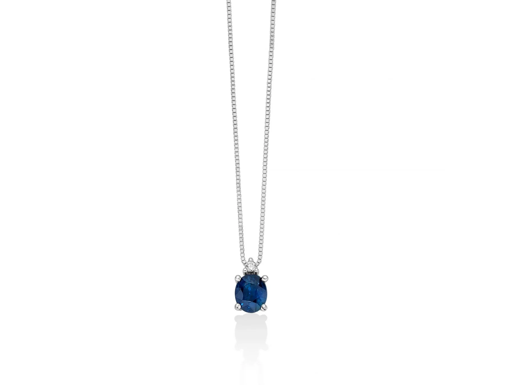 Collana Miluna con zaffiro blu ovale e diamante in oro bianco 18kt MIL CLD4575