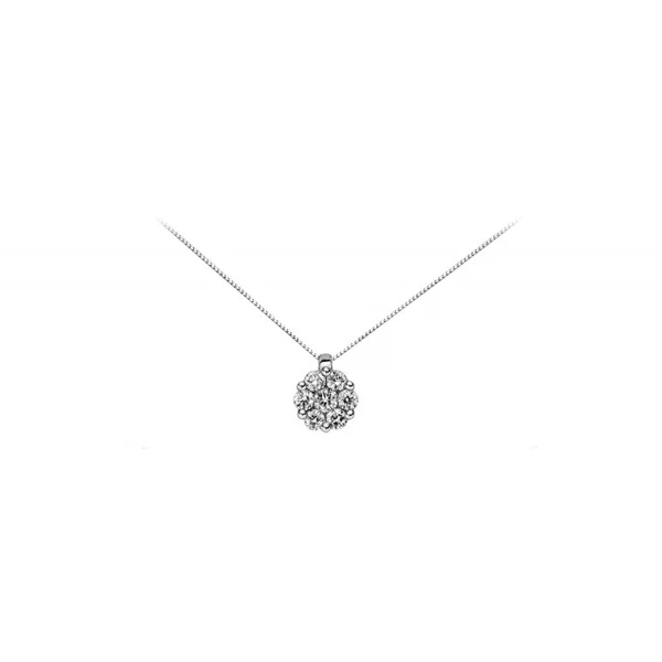 Collana Pendente Punto Luce in Oro Bianco e Diamanti ct0.05 Donna Oro