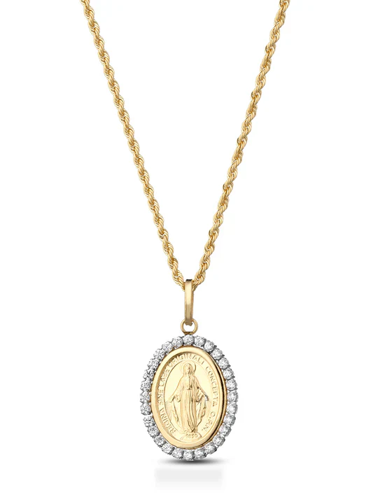 Collana Protezione Unisex in Oro Giallo 18kt e Zirconi