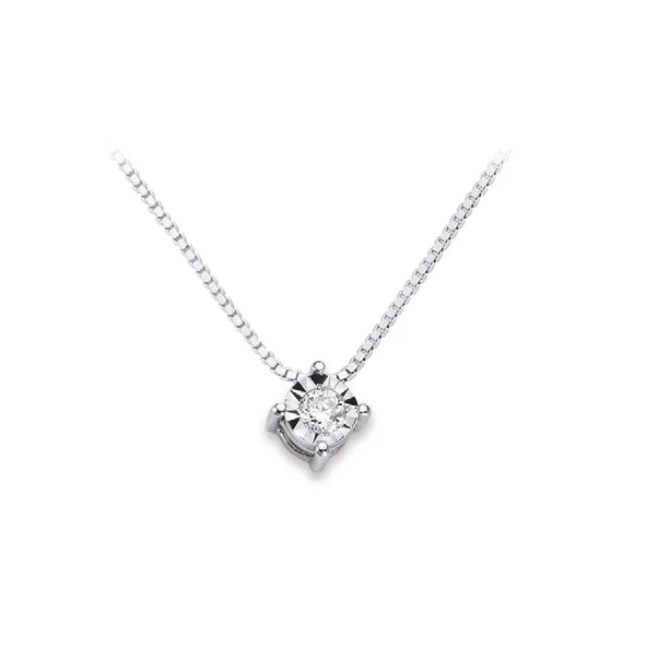 Collana Punto Luce da Donna in Oro Bianco e Diamanti ct 0.04 Donna Oro