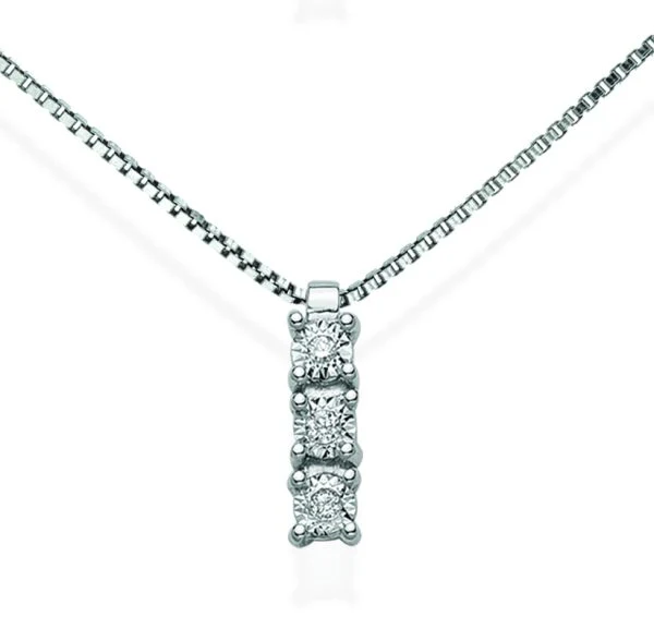 Collana Trilogy da Donna in Oro Bianco e Diamanti ct 0.03 Donna Oro