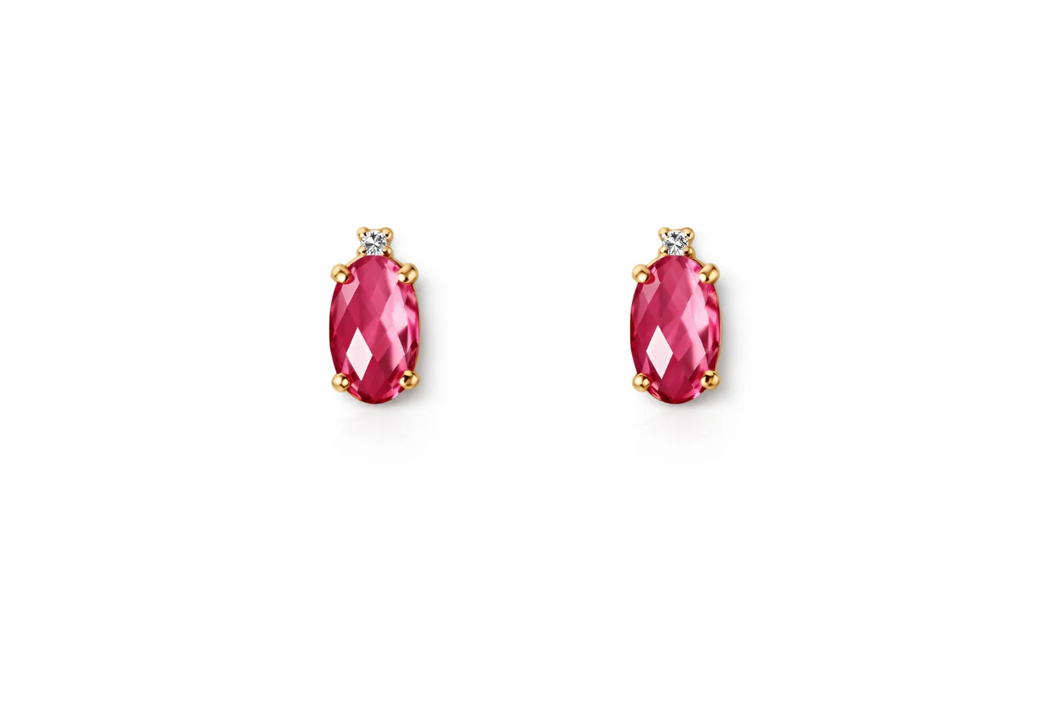Orecchini da Donna in oro 9Kt con Cristallo Rosa e diamante KIOTO ORIRI9KTOV-OG-V