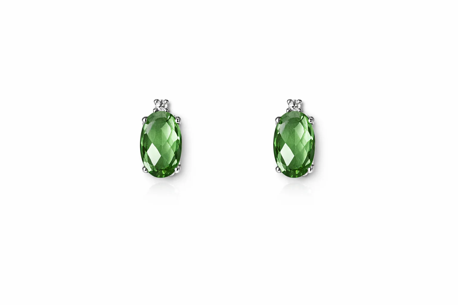 Orecchini da Donna in oro 9Kt con Cristallo Verde e diamante KIOTO ORIRI9KTOV-V