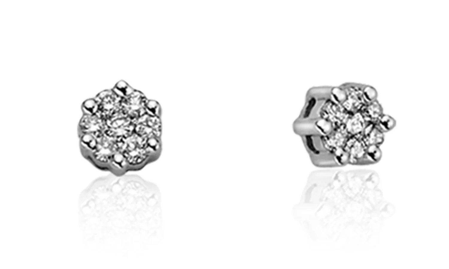 Orecchini Punto Luce IN Oro Bianco e Diamanti ct0.08 Donna Oro