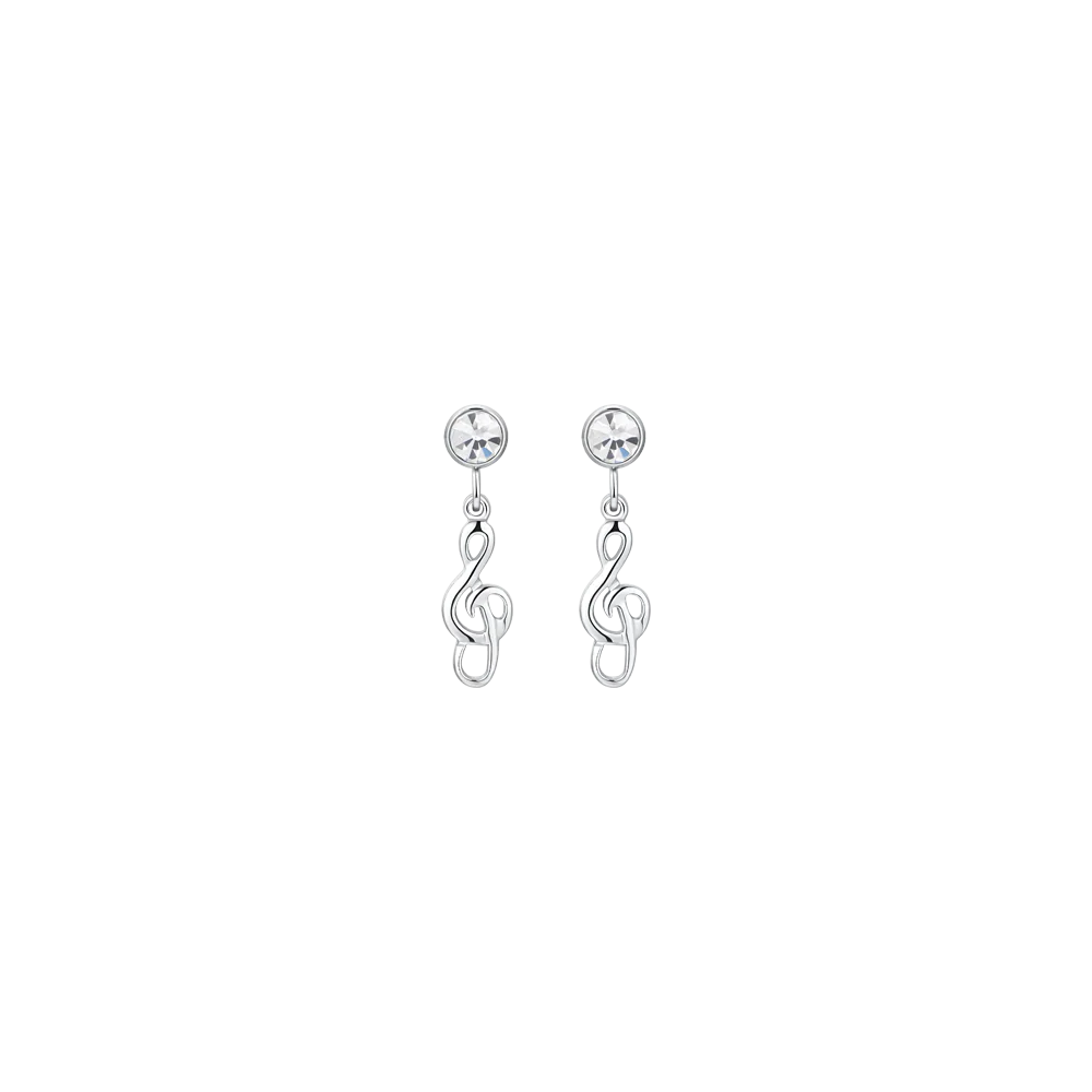 ORECCHINI DONNA IN ACCIAIO CON NOTA MUSICALE E ZIRCONE BIANCO LUCA BARRA LB OK1499