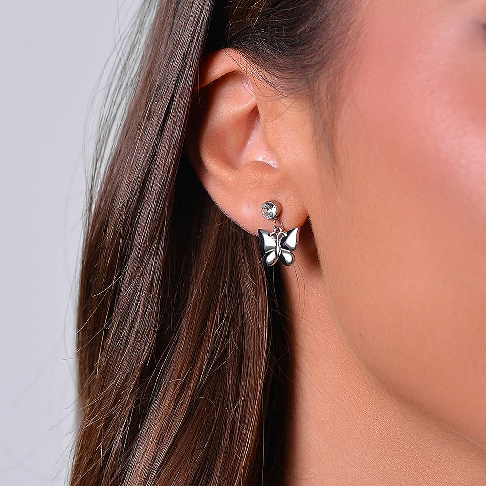 ORECCHINI DONNA IN ACCIAIO FARFALLA E ZIRCONE LUCA BARRA LB OK1403 - Image 2
